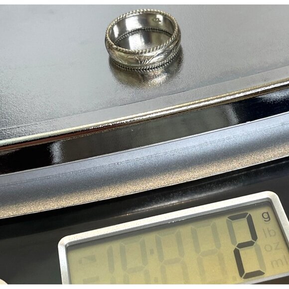 Sterling Silver 925 Women's Engraved Wedding Band Ring Rope Edge Size 6 Vintage - Picture 6 of 8